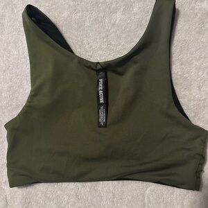 PINK Victoria's Secret Green Sports Bra with Zipper